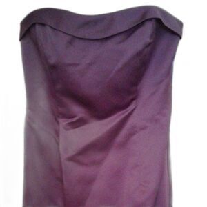 David's Bridal NWT Satin Formal/Bridesmaid Strapless Gown Size 8 Purple Lined
